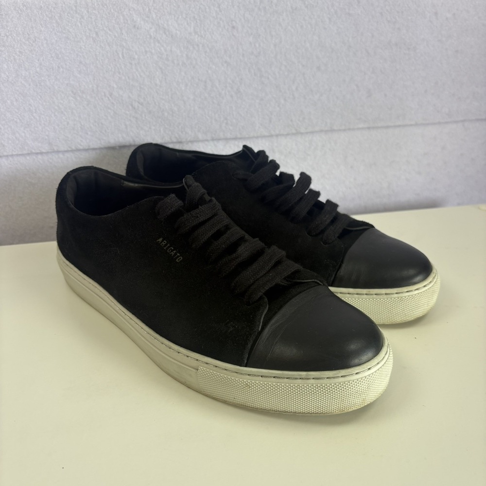 AXEL ARIGATO Clean 90 Cap-Toe Black Suede Sneakers Size 9 US Leather Accents